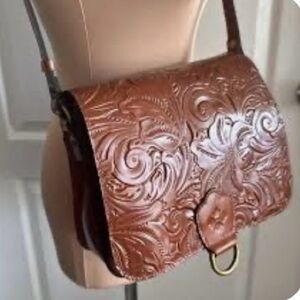 Stylish Embossed Brown Crossbody Bag